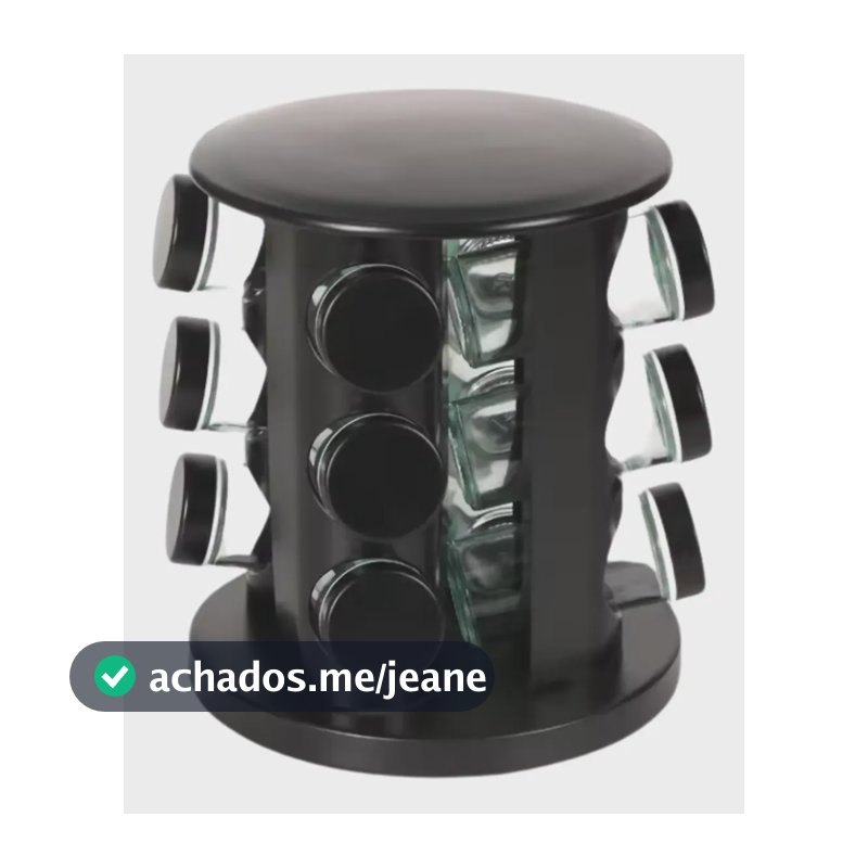 Porta Condimentos Temperos Giratório 9 Potes De Vidro Preto Bela Home