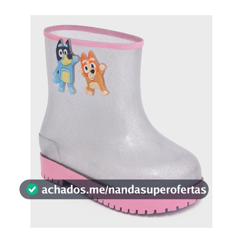 Bota Galocha Infantil Menina Bottons Removíveis Sticth Bluey Bluey-transparente 22/23