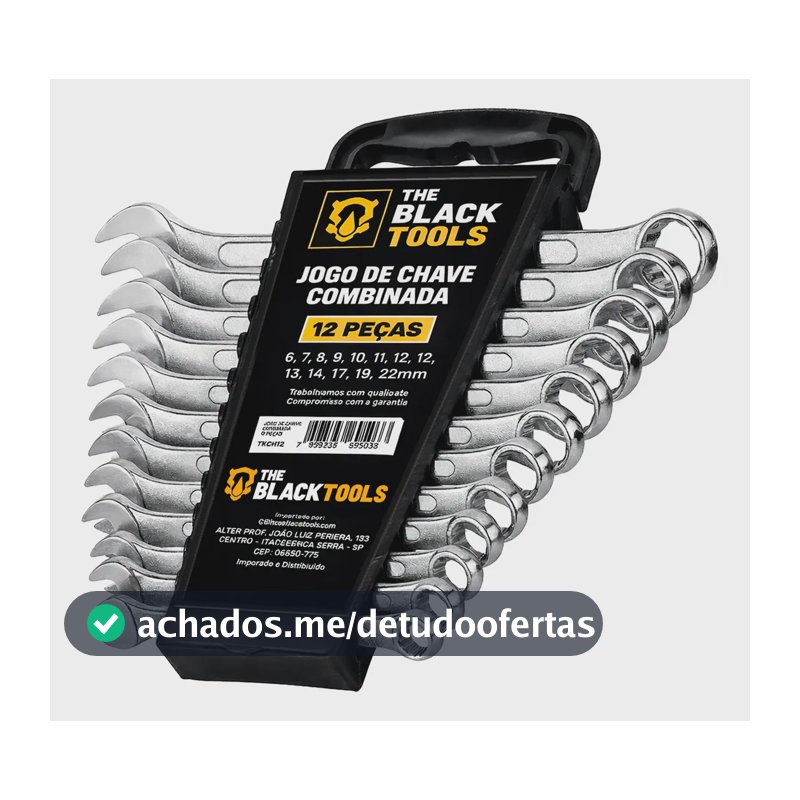Jogo De Chave Boca E Estrela Combinada 12 Pçs Aço 6-22 Mm Cromada Profissional Tkch12 The Black Tools