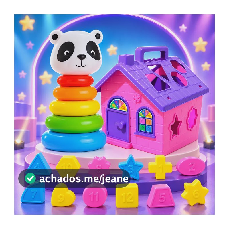 Kit Brinquedo Educativo 1 Ano Casinha Ursinho Infantil Bebe Rosa