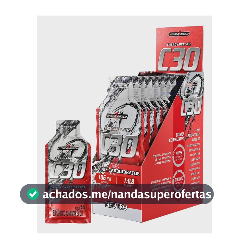 Pack 10 Unidades Suplemento Energy Gel VO2 C30 Energy Neutro Integralmédica