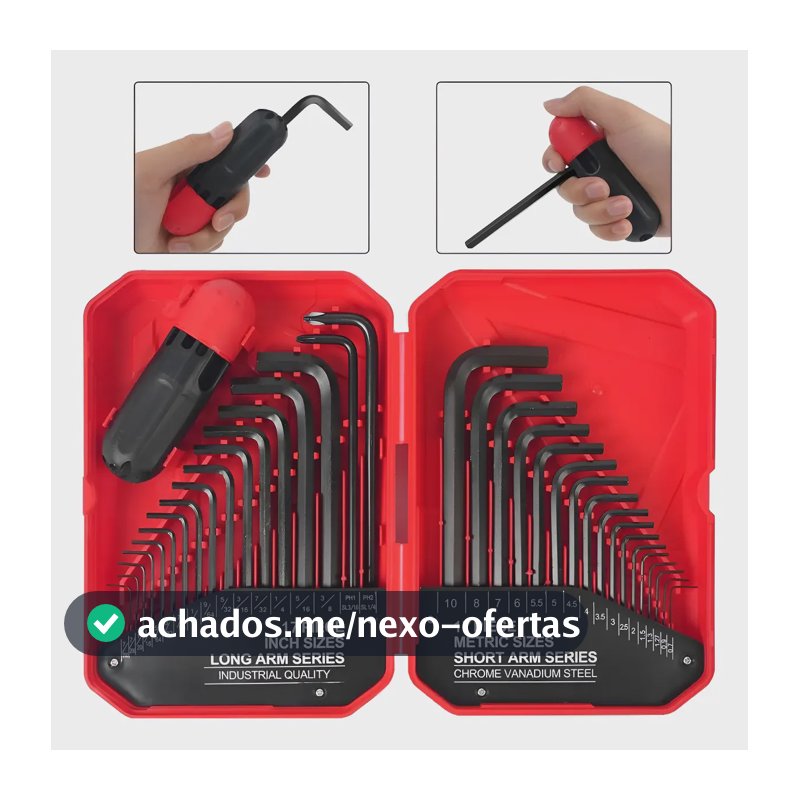 Kit Chaves Allen 35 Peças Multifuncional Métrica E Polegada