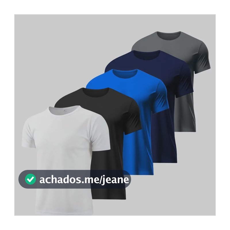 Kit 5 Camisetas Básicas Masculina Dry Fit Lisa Tradicional Cor-1 M