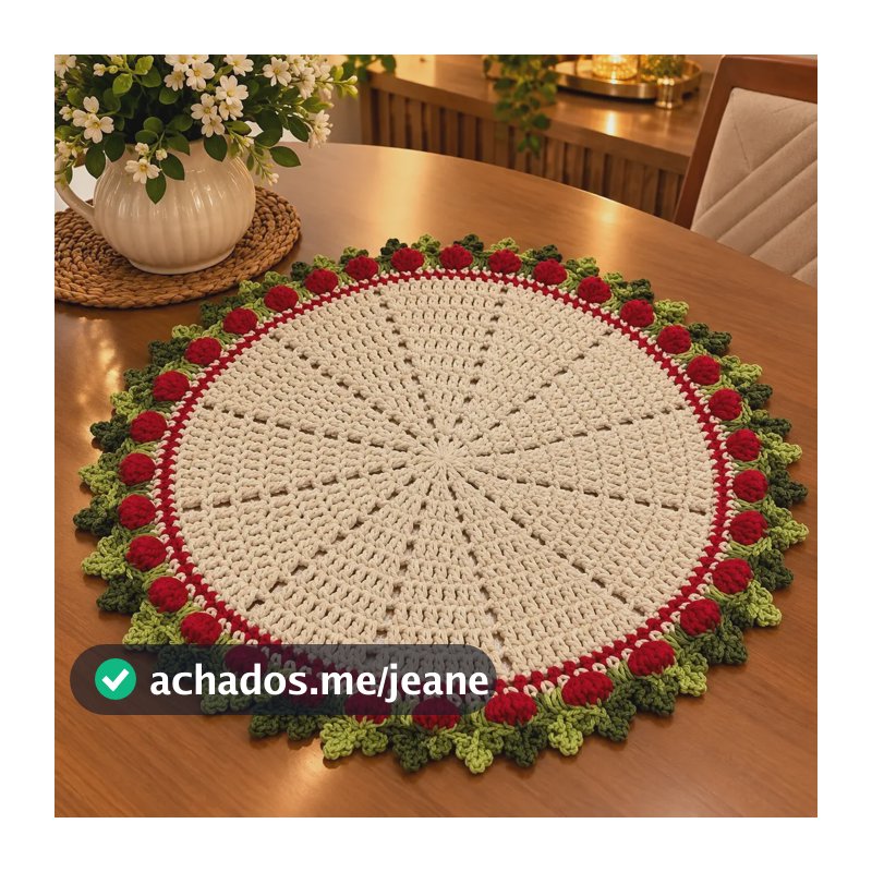 Toalha De Mesa Crochê Tulipas Vermelho Vermelho Morango