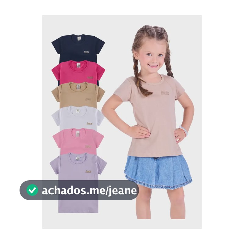 Kit 4 Camiseta Menina Blusa Infantil Manga Curta Casual Multicolorido 12
