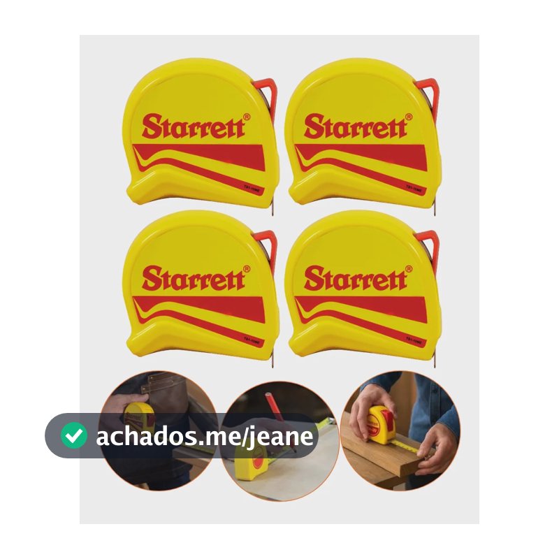 Kit 4 Trena Starrett 5 Metros Mm/pol 19mm Ferramenta Medição