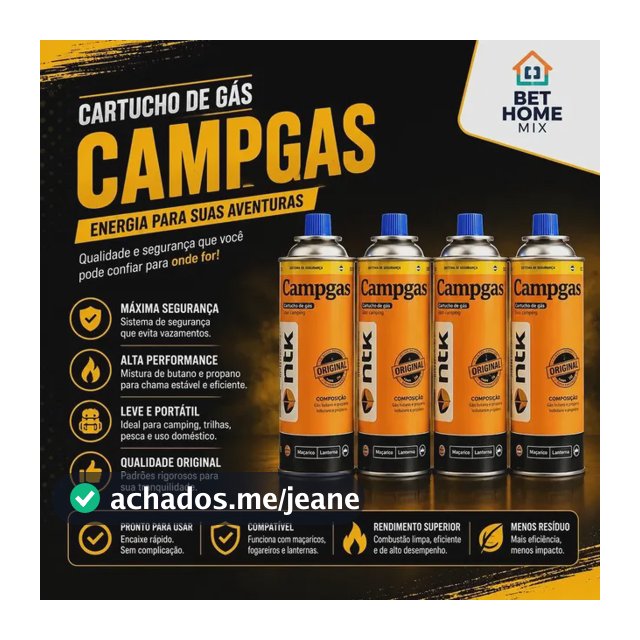 Kit Camping Gás De Maçarico Fogareiro 4 Latas Refil Ntk 227g Laranja