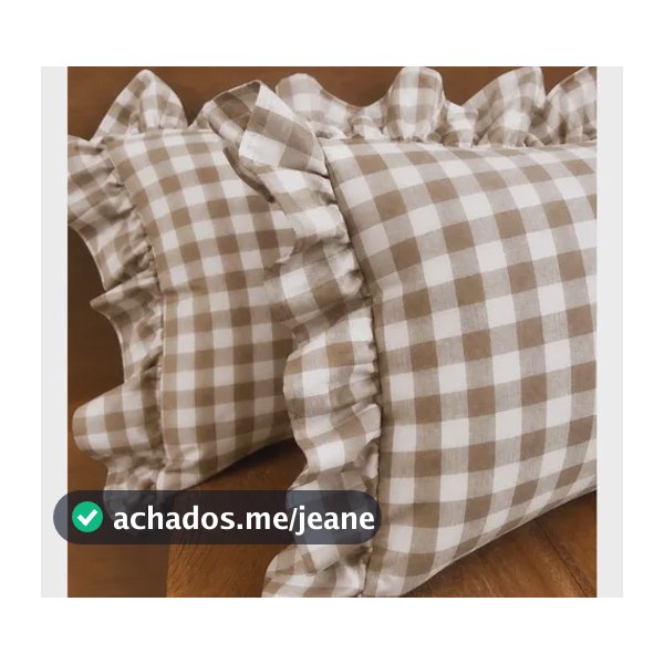 Par 2 Fronhas Cama Babado Xadrez Oxford Pacheco Casa 50x70 Avelã Xadrez