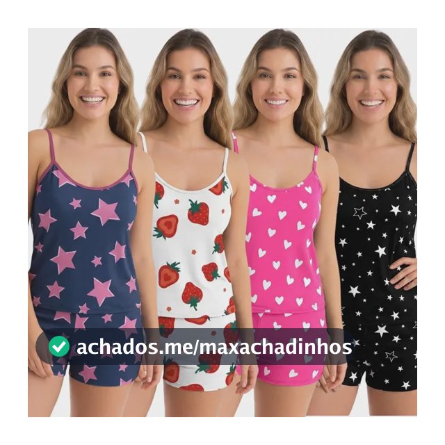 Kit 4 Pijamas Conjunto Baby Doll Feminino Microfibras Mulher
