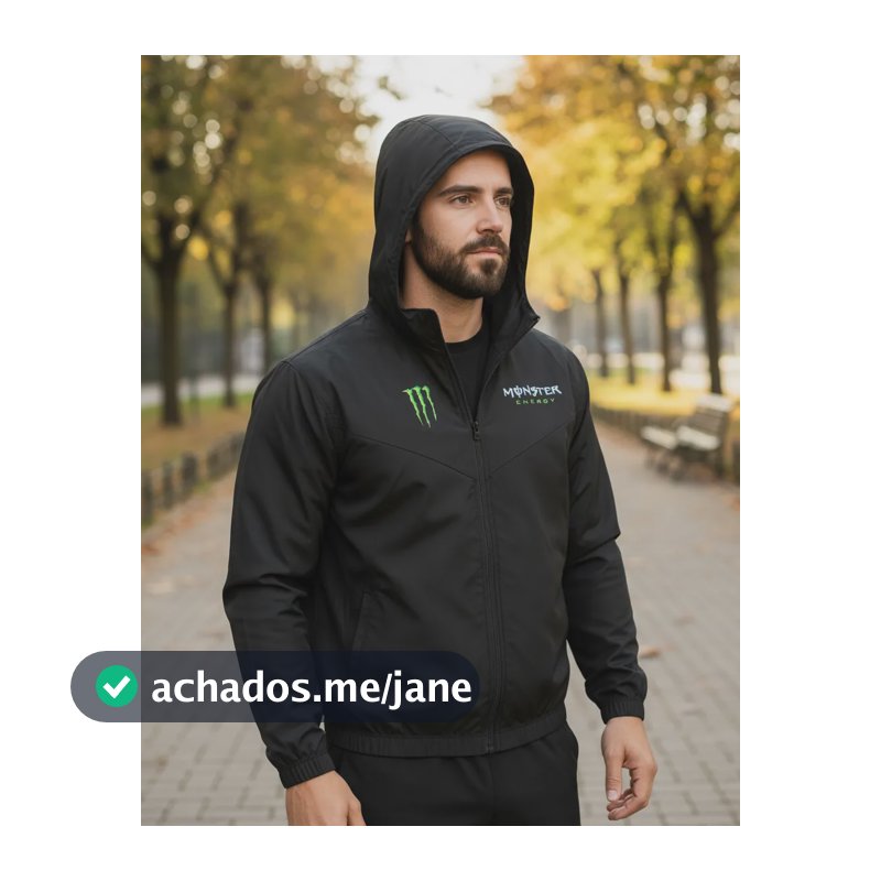 Jaqueta Masculino Corta Vento Monster 02 Capuz Impermeável Preto M Monster 02