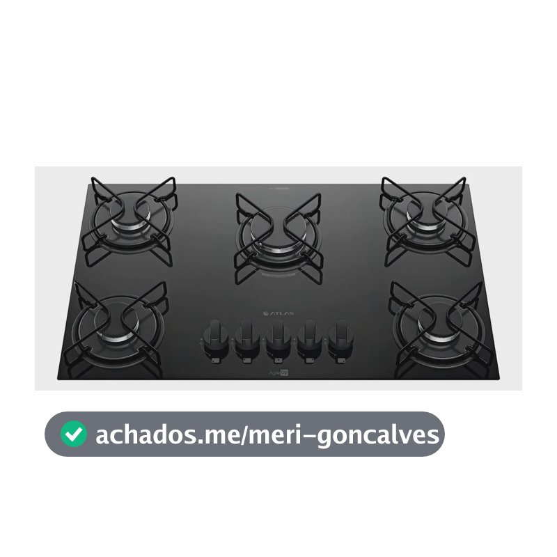 Cooktop 5 Bocas A Gás Atlas Agile Up Mega Chama Preto