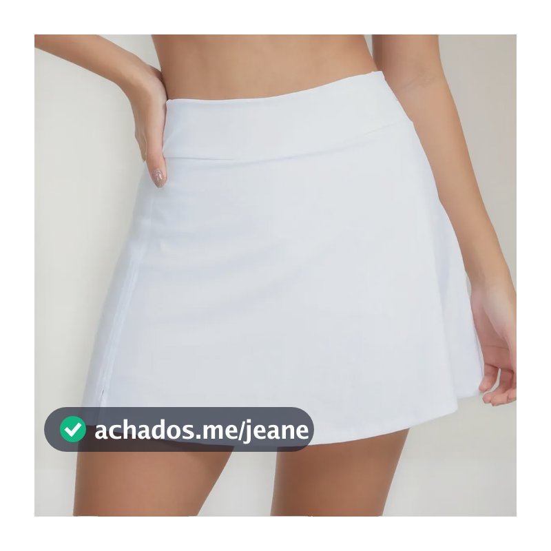 Short Saia Fitness Com Bolso Academia Beach Tennis Ginástica Branco Liso M