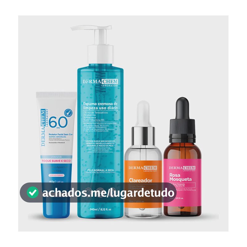 Sabonete Espuma Facial+sérum Clareador+protetor+sérum Rosa