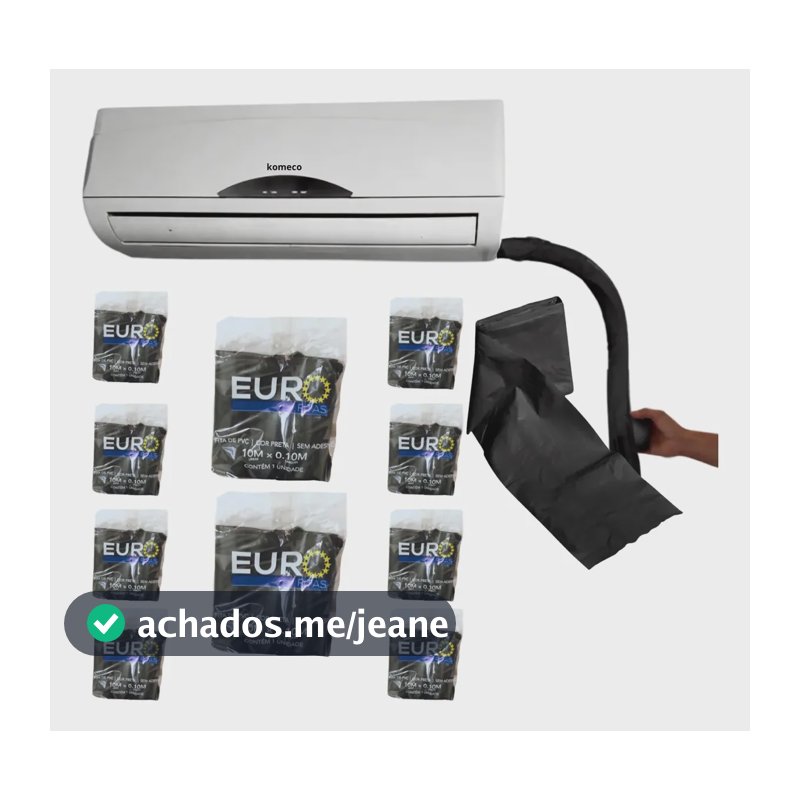 Kit 10 Fitas Pvc Preta 10m Ar Condicionado Refrigeração