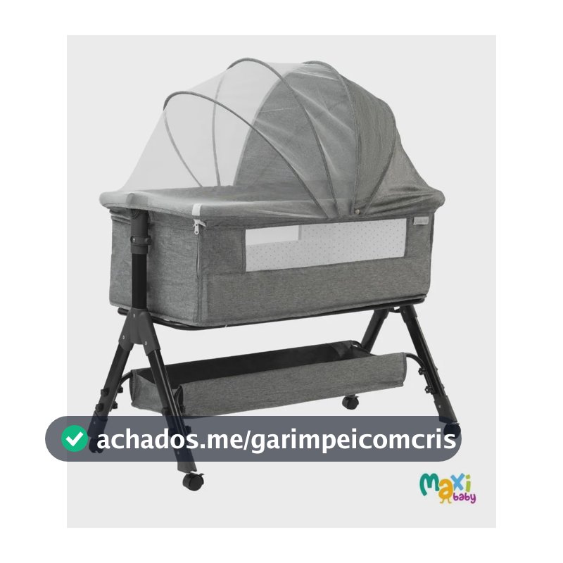 Berço Portátil Funcional Maxy Baby Cinza Belle Cinza
