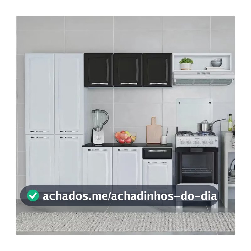 Cozinha Compacta Itatiaia Amanda Plus Com 10 Portas 1 Gaveta Branco E Preto
