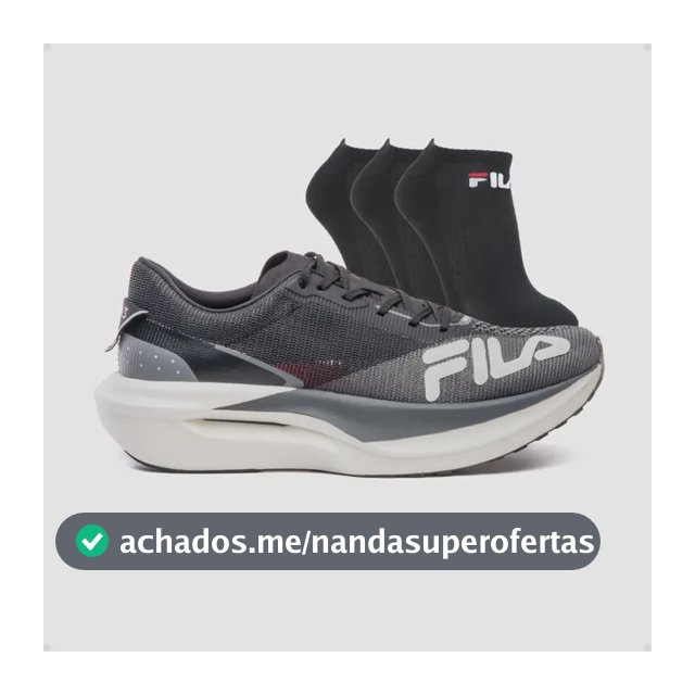 Tênis Fila Racer Carbon 3 Placa Carbono Corrida + Kit Meias Preto 37 Br