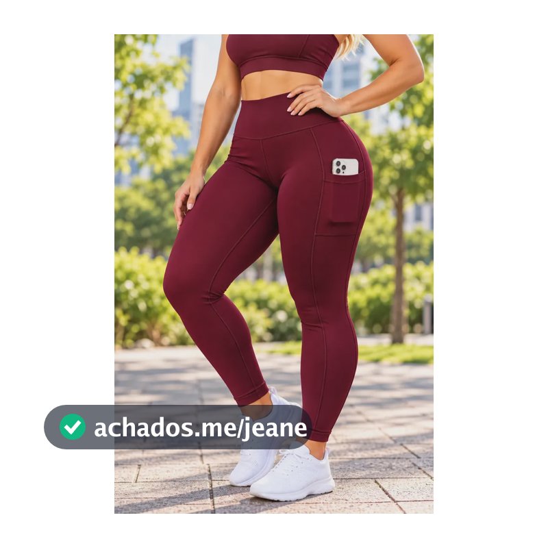 Legging Alta Compressão Feminina Com Bolso Disfarça Celulite Marsala G