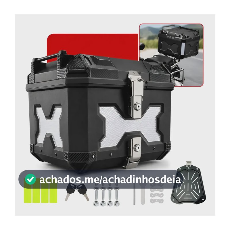 Baú Bauleto Abs 45l Reforçado C/base De Fixação Universal Preto