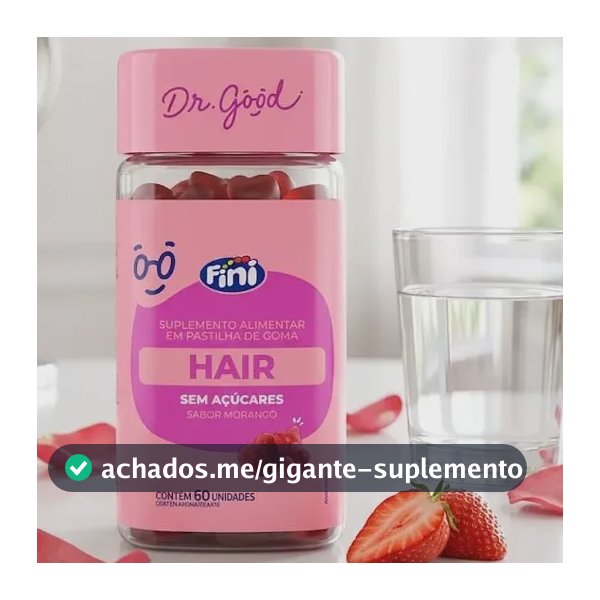 Fini Hair Cabelo Pele Unhas Goma Morango Suplemento Dr Good Morango