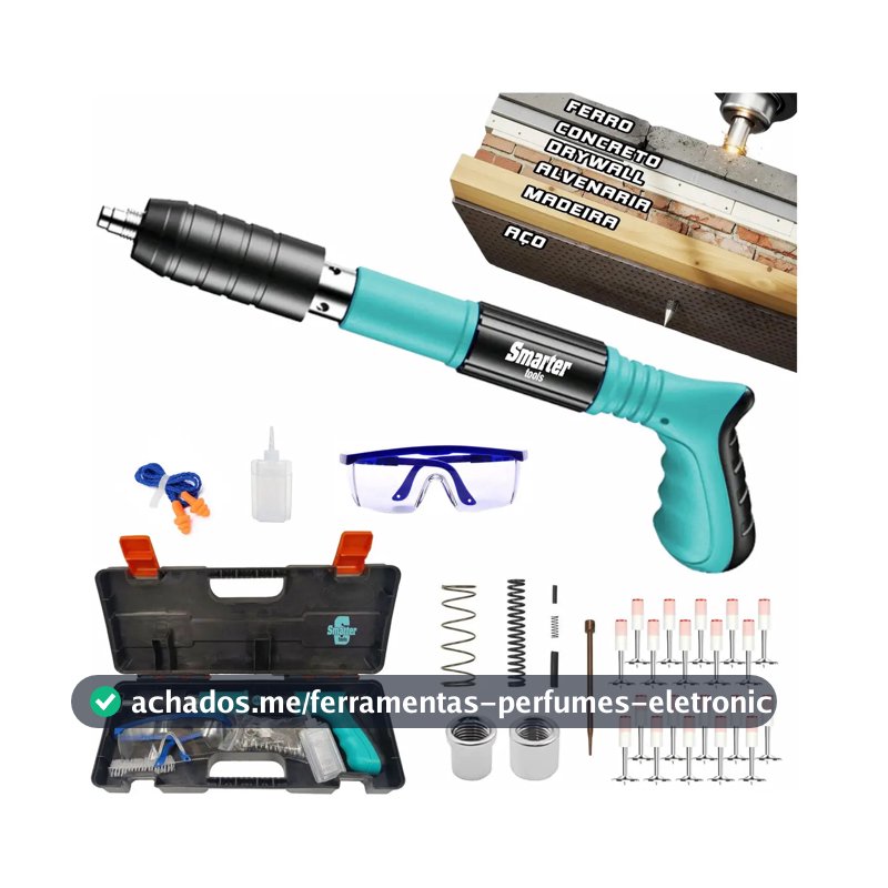 Pistola Fixação Finca Pino Ação Direta Pregos Epi Maleta Pinador Pregador Grampeador Rebitador De Prego Pressão Manual Ferramenta Para Drywal Gesso Concreto Aço Parede Forro PVC Grampo Smarter Tools