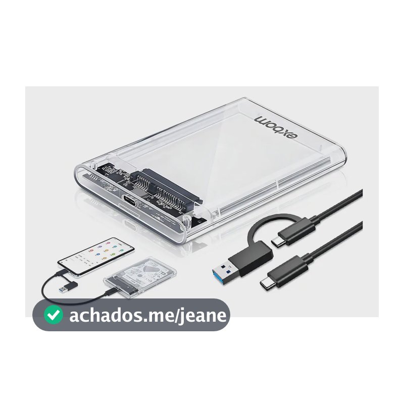 Case Gaveta HD Externo Exbom 2.5 USB 3.1 Type C CGHD-70 Transparente