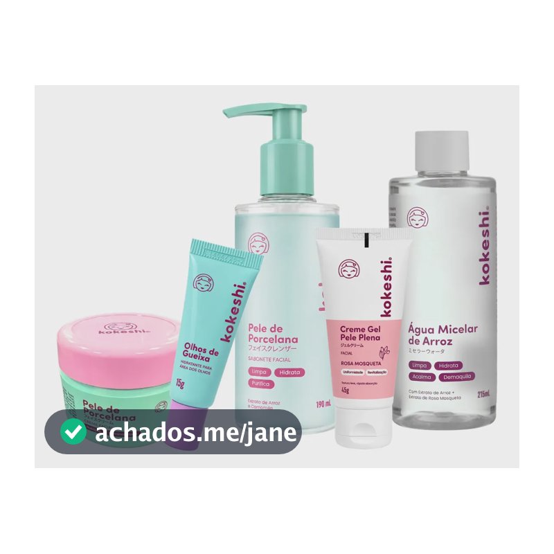 Kit de Cuidados Essenciais Kokeshi para Limpeza e Hidratação da Pele