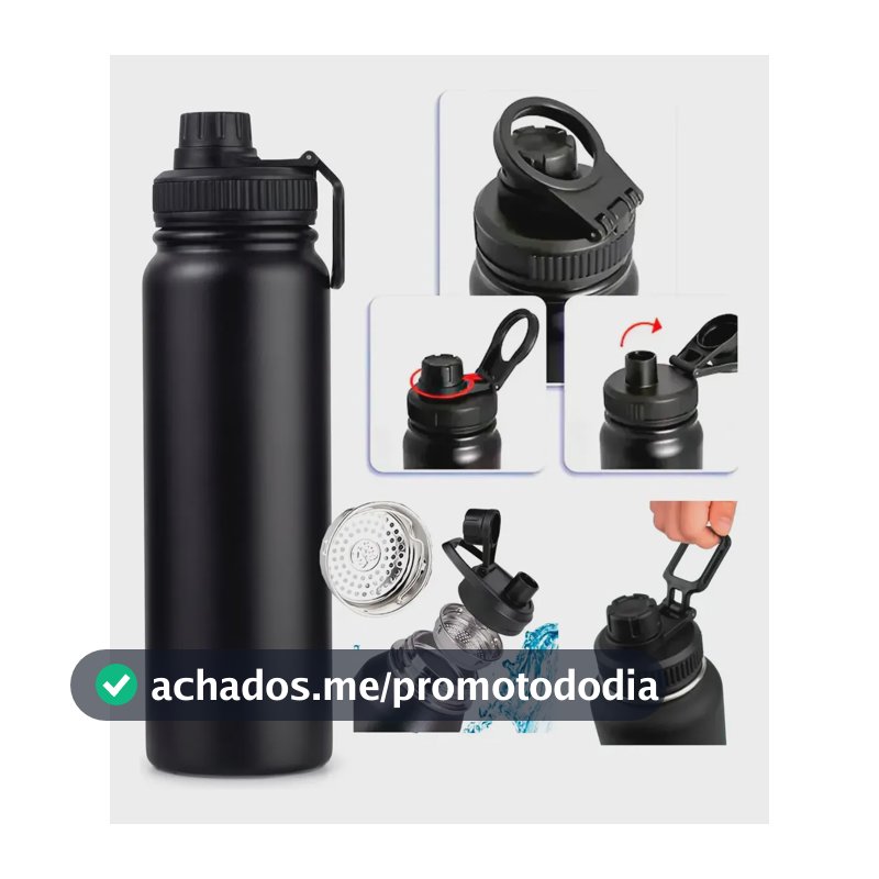Garrafa Térmica de 800 mL com Dupla Parede de Inox e Alça
