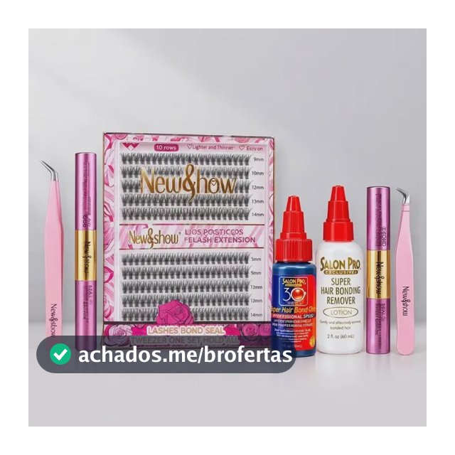 Extensão De Cílios Tufinho Fio A Fio Com Cola E Removedor Preto D 1.4 Cm 7 Mm