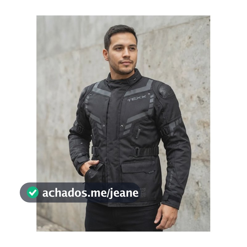 Jaqueta Motociclista Texx Armor Masculina Impermeável Moto Preto Liso G