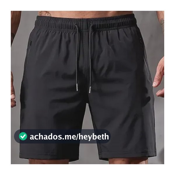 Short Masculino Bermuda Esportiva Slim Fit Secagem Rápida Preto G