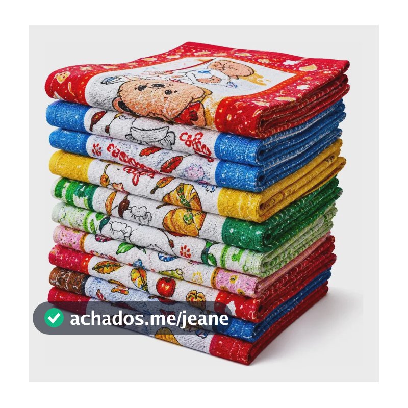 Kit 10 Pano De Copa Prato Estampado Felpudo 41x64cm Grande