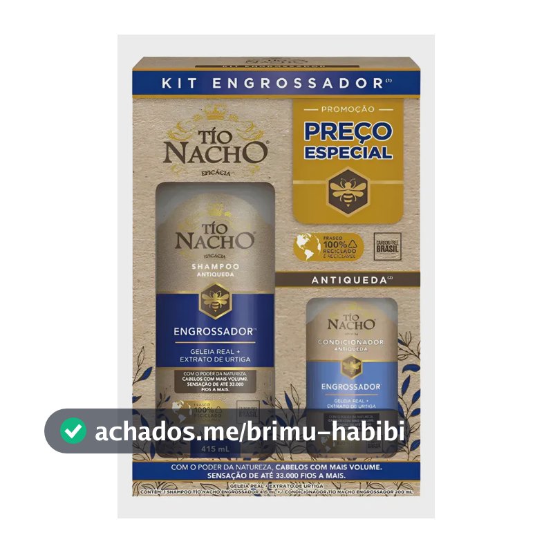 Shampoo 415ml + Condicionador 200ml Tio Nacho Kit Engrossador 615ml