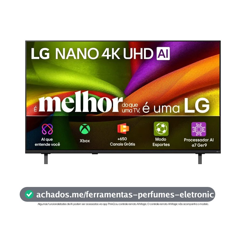Smart TV 4K 43" LG NANO UHD AI NU850 2026 Processador α7 Ger9 HDR10 Xbox Bluetooth Wi-Fi AI Search Google Gemini webOS 26 - 43NU850BPSA