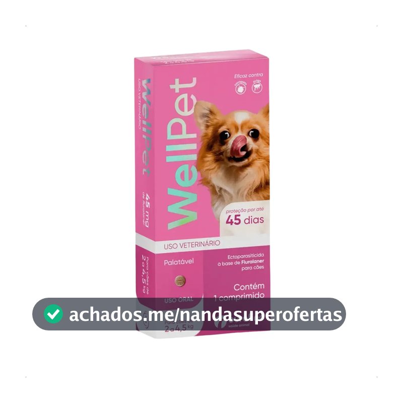 Ourofino Wellpet Antipulgas Caes 2kg a 4,5kg Rosa