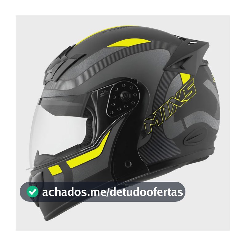 Capacete Escamoteável Mixs Gladiator Articulado Cor Preto/grafite/amarelo Desenho Delta Tamanho Do Capacete 58