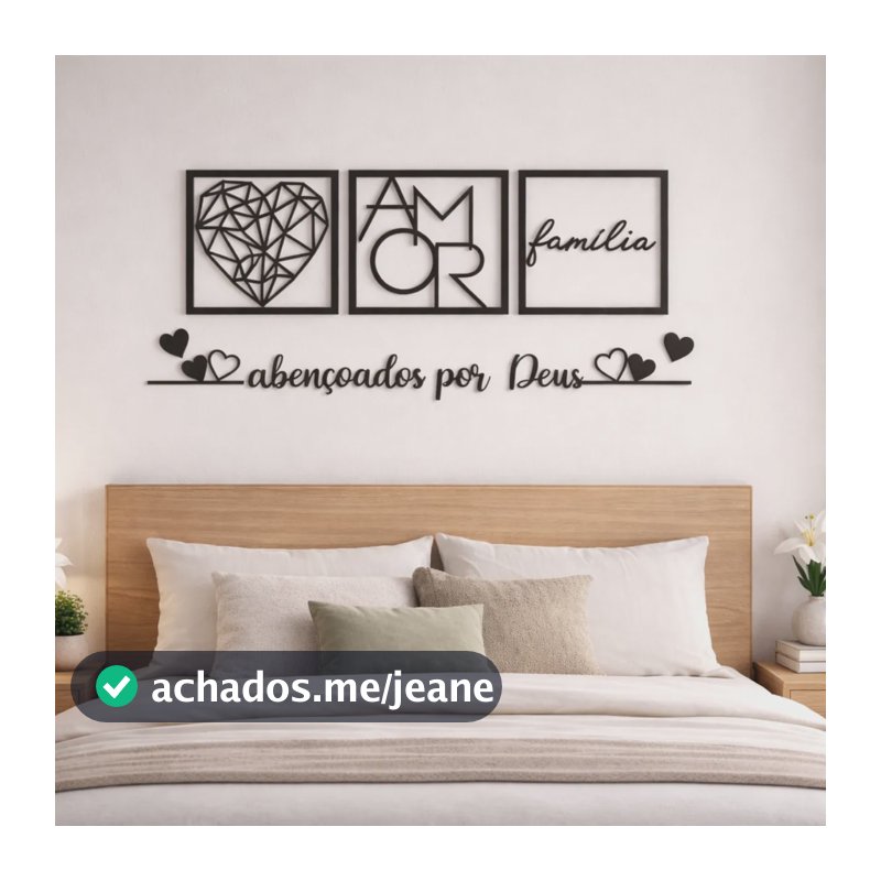 Kit 3 Quadros Família Coração Amor + Frases Variadas Parede Abençoados Por Deus Rt