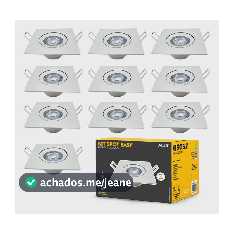 Kit 10 Spot Led Embutir 7w 3000k Branco Quente 110v/220v Bivolt Quadrado Branco Cod: ALUT000601 Alut