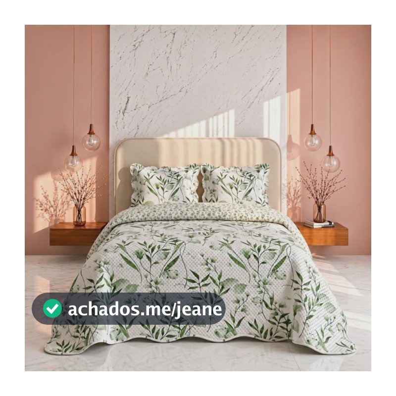 Colcha Cobre Leito Floral Leve Verão Dupla Face Kit 3 Peças Hera