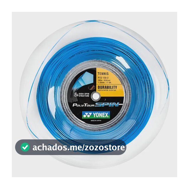 Corda Yonex Poly Tour Spin 17 1.20mm Copolímero Azul Rolo 1.2 Mm Azul