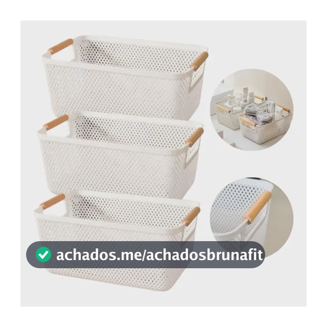 Kit 3 Cesto Organizador 27cm Multiuso Cozinha Lavanderia