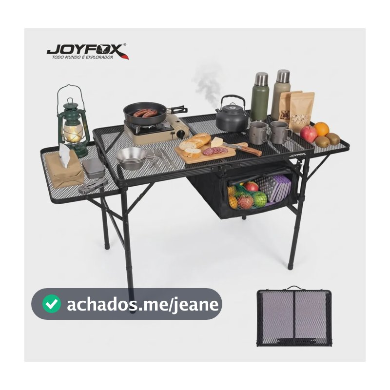 Mesa De Camping Dobrável Portátil Ultraleve 6kg Com Painel Lateral Extensível Para Praia Piquenique
