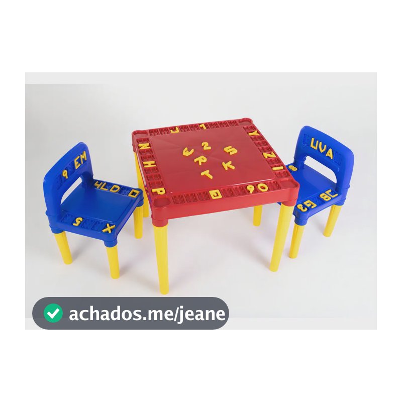 Mesa Infantil Colorida Com 2 Cadeira Tritec 3827 Vermelho/Azul