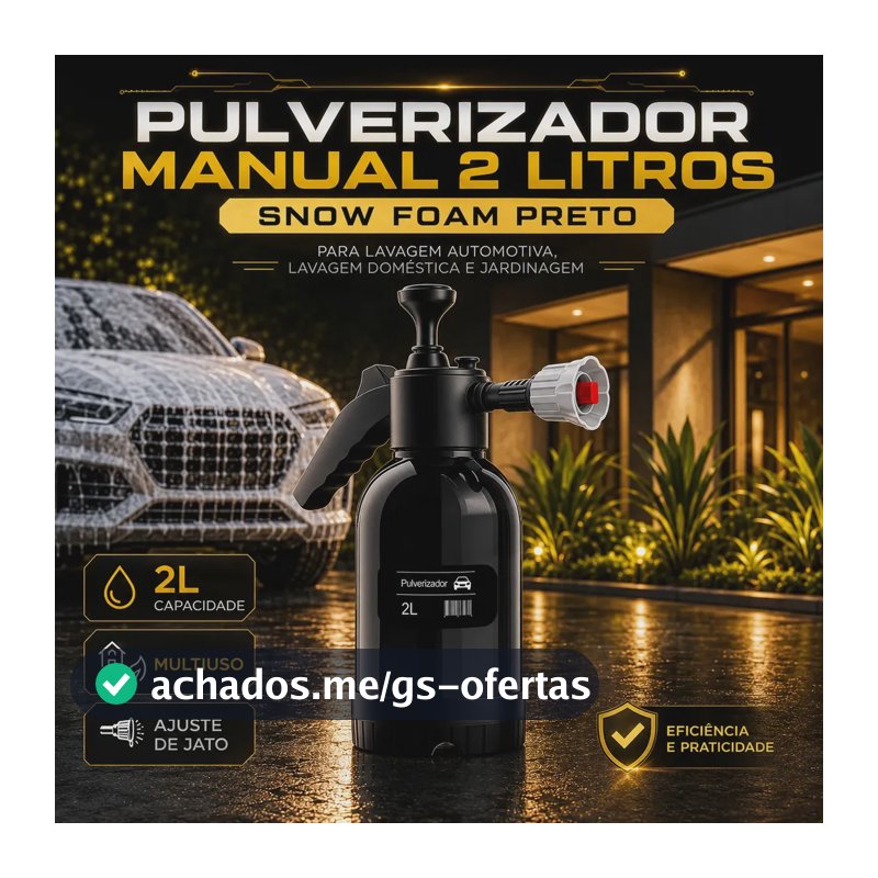 Pulverizador Manual 2 L Snow Foam Profissional Com 3 Bicos para Espuma Ativa