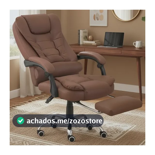 Cadeira De Escritório Itália Presidente Ergonômica Couro Sintético Encosto Ajustável Com Trava E Apoio Para Pés Cor Marrom Luvinco