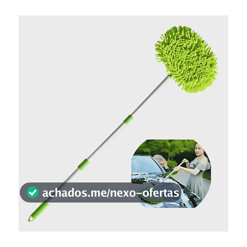 Esfregão Automotivo Microfibra Vendasshop Com Cabo Ajustável Em Alumínio Verde