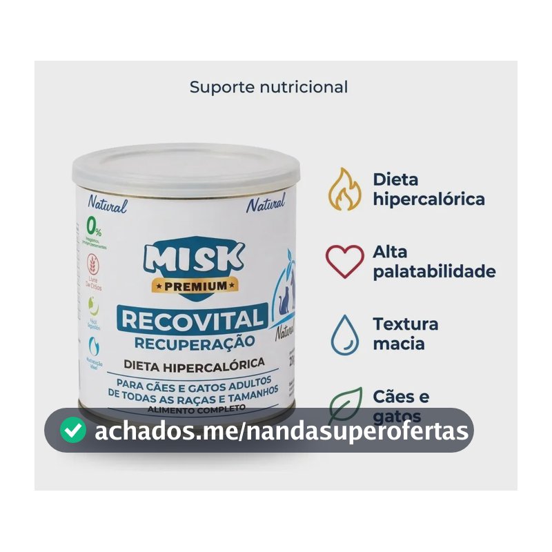Ração Úmida Misk Recuperação Cães E Gatos Recover 280g
