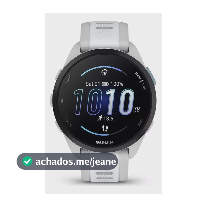 Relógio Garmin Forerunner 165 Amoled Preto Caixa Branco Pulseira Branco Desenho Da Pulseira Mesh