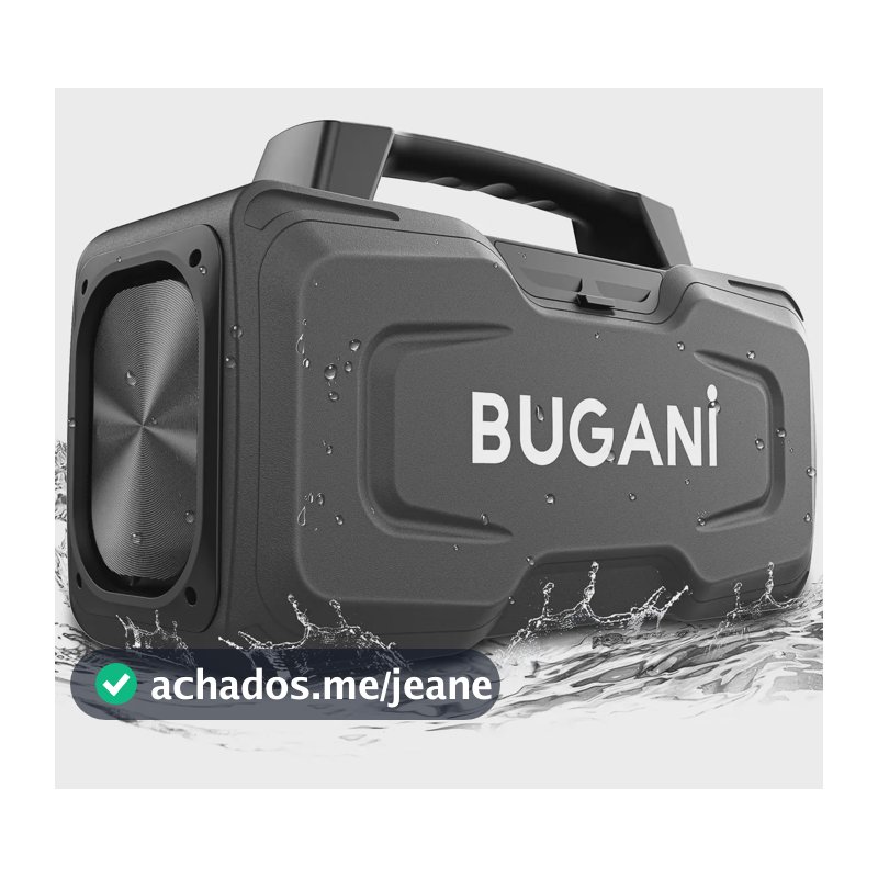 Caixa de Som Bluetooth BUGANI, Estéreo de 80W, Classificação à Prova d'água IPX7, Alto-falante Externo Com Alça, Suporta AUX / USB / MIC, Adequado Para Festas, Piscinas e Canto
