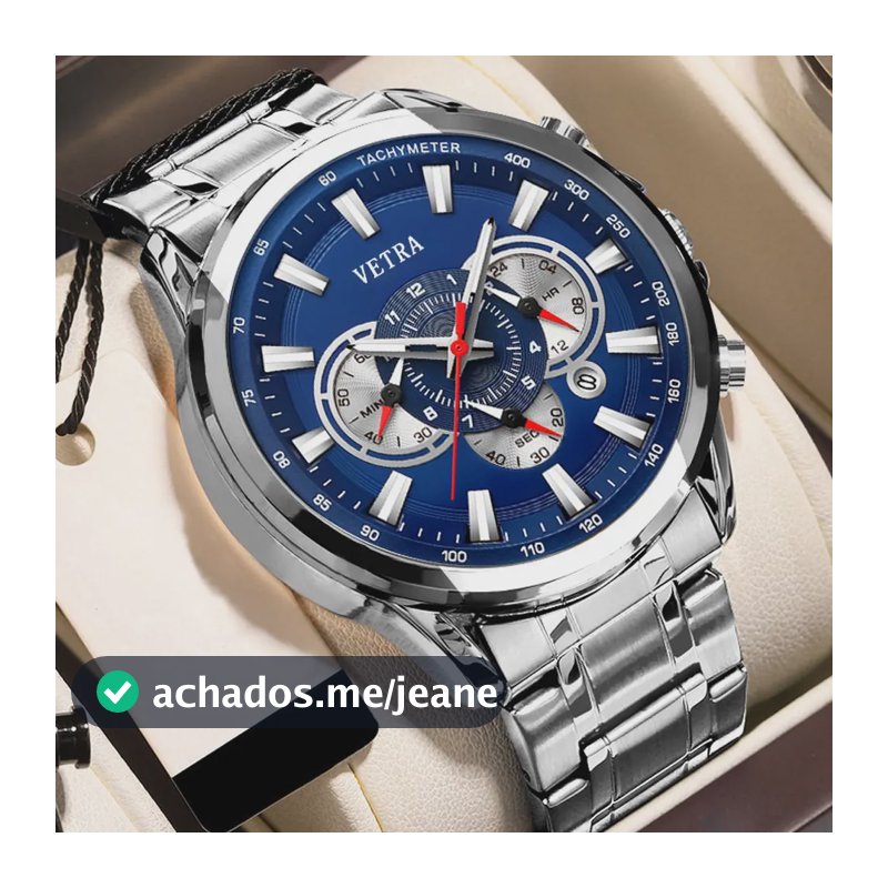Vetra Relógio Relogio Masculino A Prova D'água Original W655 Prateado Azul